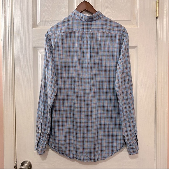 POLO Ralph Lauren Button Down Shirt Men's Blue Green Plaid Slim Fit Size Large - Picture 6 of 6